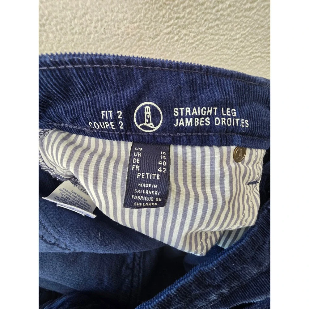 Lands End Womens Navy Corduroy Pants Petite 10 Straight Leg Stretch Fit 2 Blue
